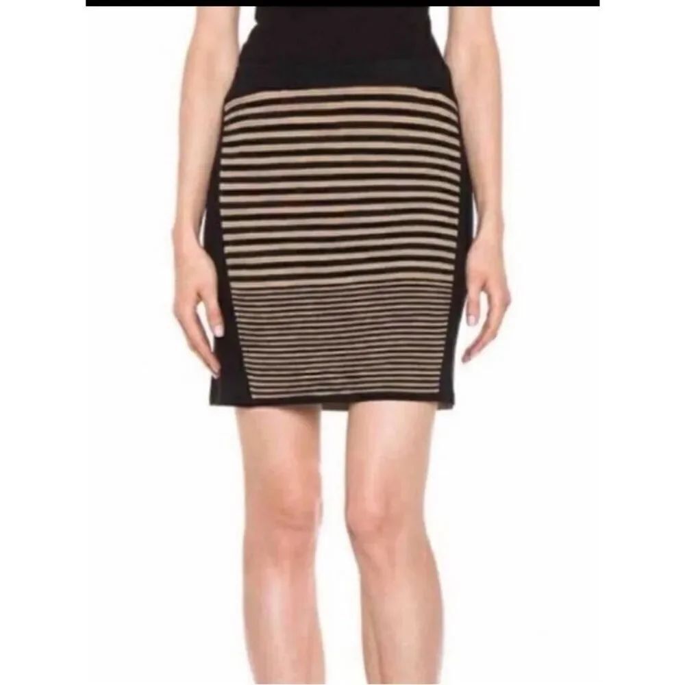 Rag & Bone Knit Mini Skirt Black Tan Striped Size Small